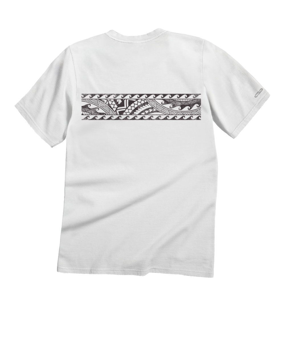 Tribal Surfboard Band - White Short Sleeve Crewneck T-Shirt