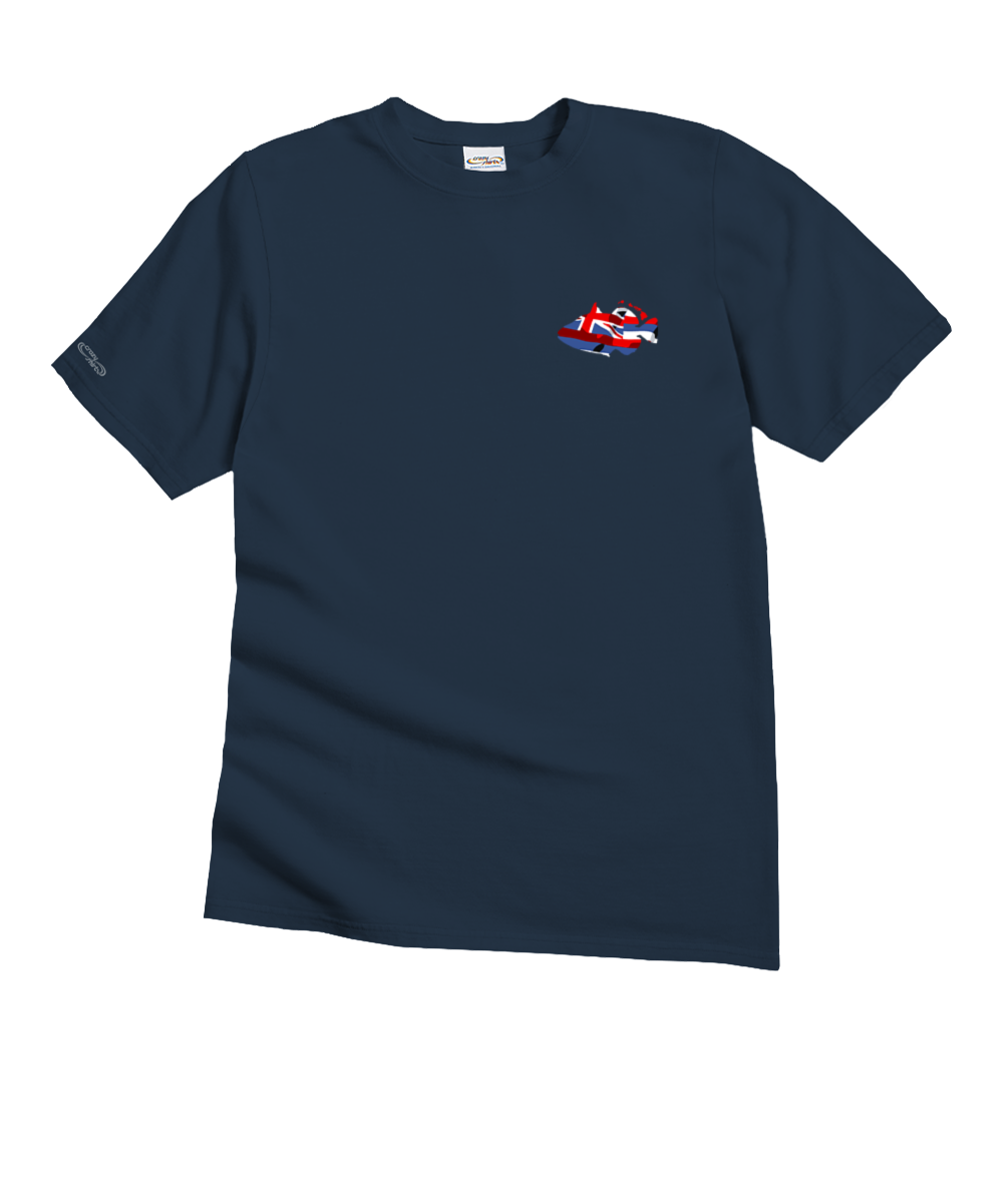 Humu Hawaii Flag - Navy Short Sleeve Crewneck T-Shirt