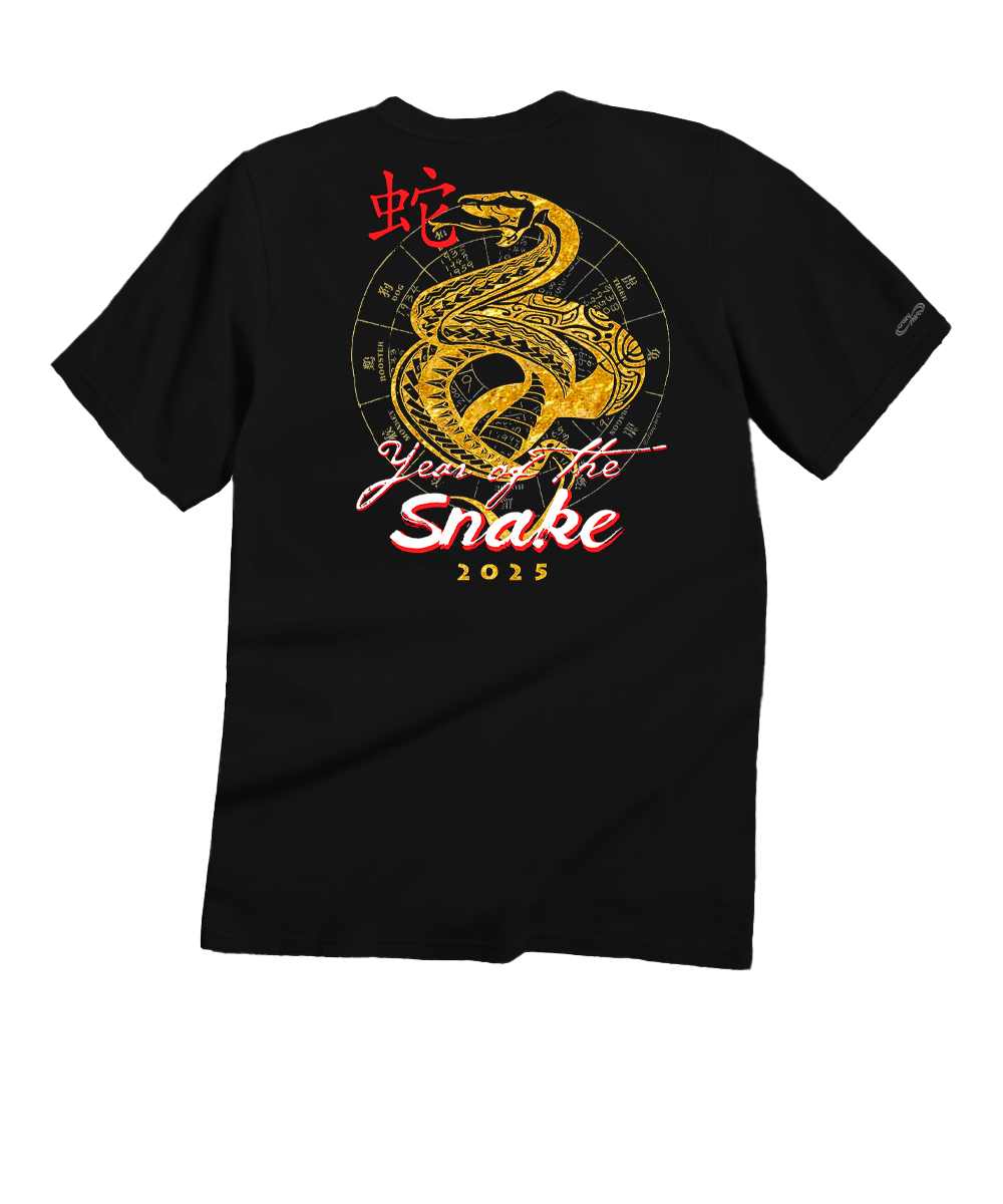 Year Of The Snake 2025 - Black Short Sleeve Crewneck T-Shirt