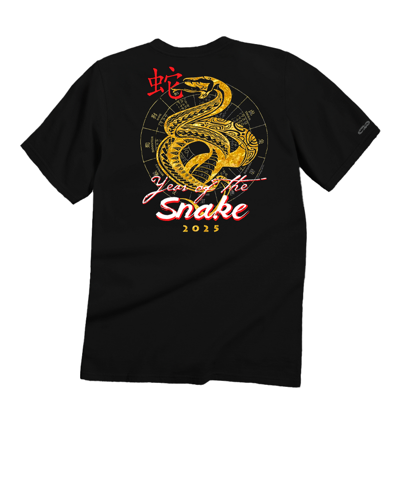 Year Of The Snake 2025 - Black Short Sleeve Crewneck T-Shirt