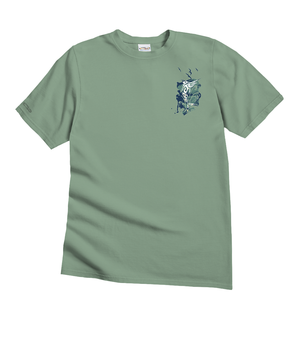 Tribal Strike T-Shirt | Men's Seaglass Green Dyed Crewneck Tribal Strike T-Shirt | Men's Seaglass Green Dyed Crewneck