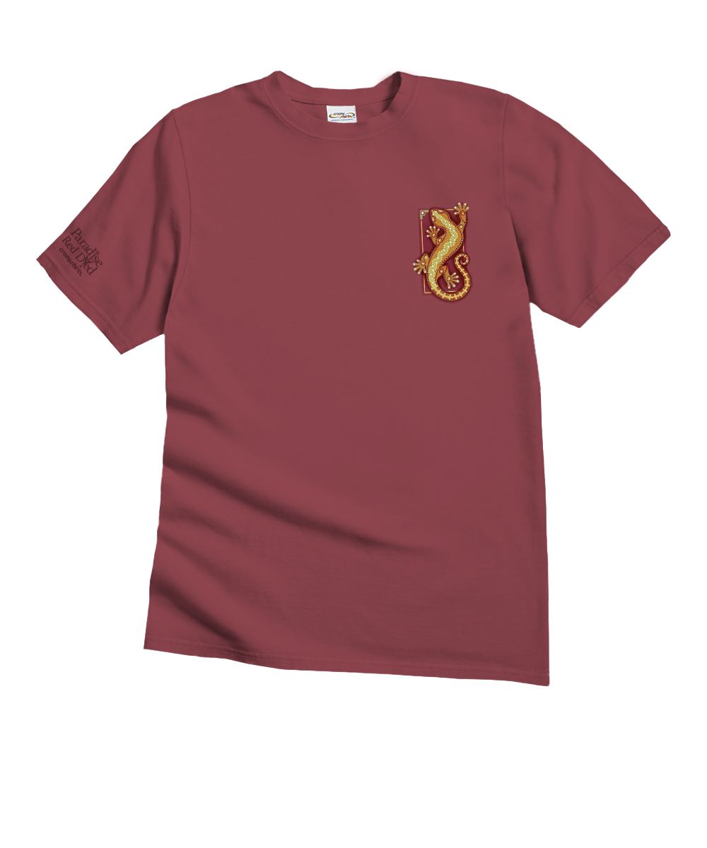 Southwest Gecko Crawl - Paradise Red Dyed Short Sleeve Crewneck T-Shirt