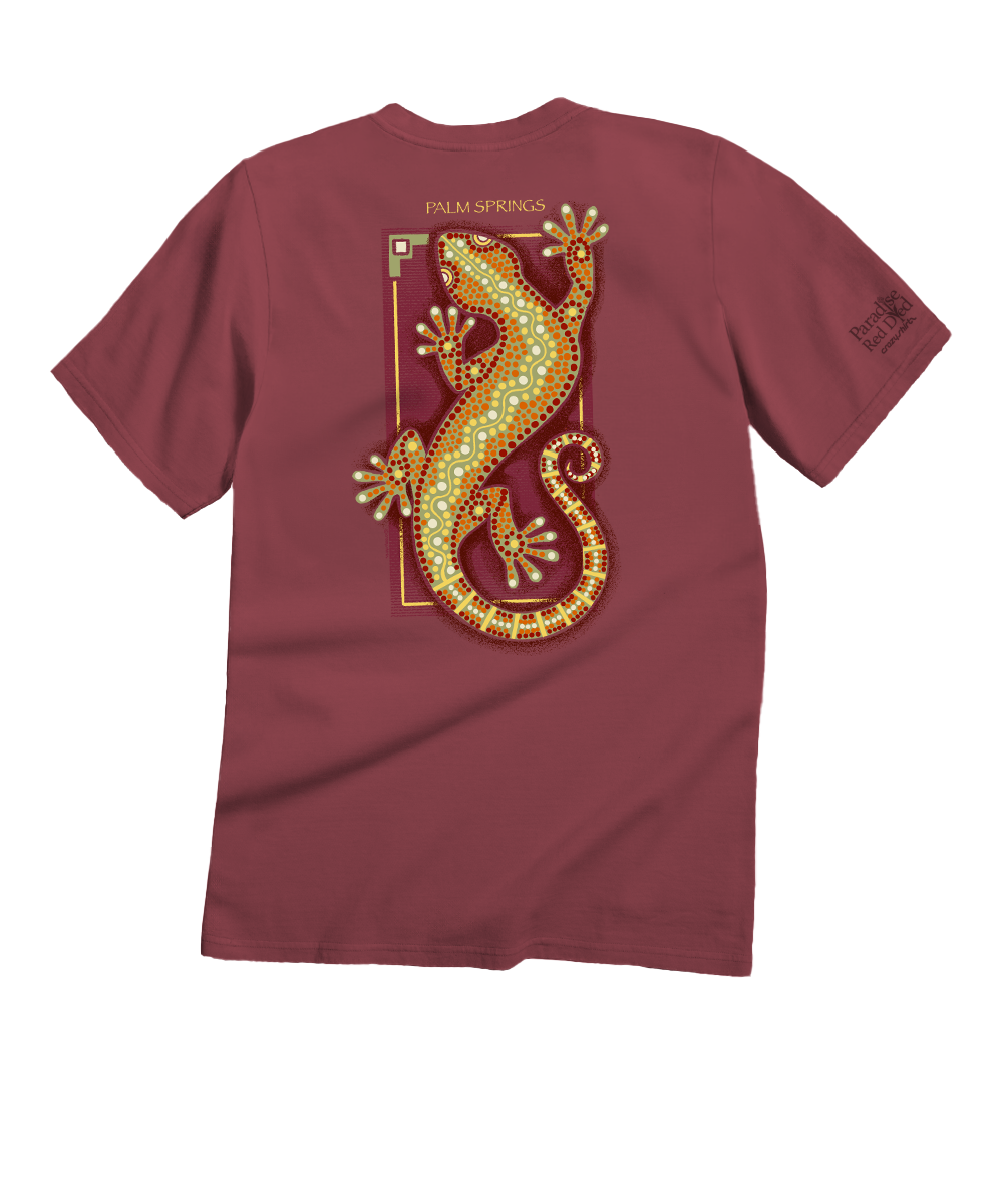 Southwest Gecko Crawl - Paradise Red Dyed Short Sleeve Crewneck T-Shirt