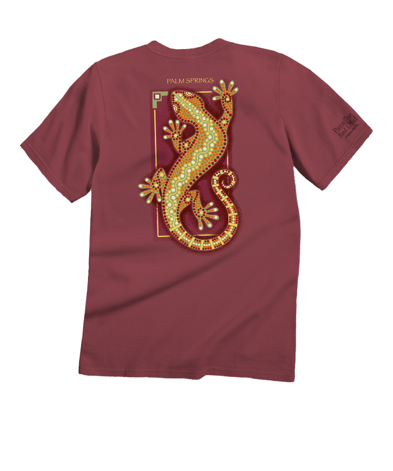 Southwest Gecko Crawl - Paradise Red Dyed Short Sleeve Crewneck T-Shirt