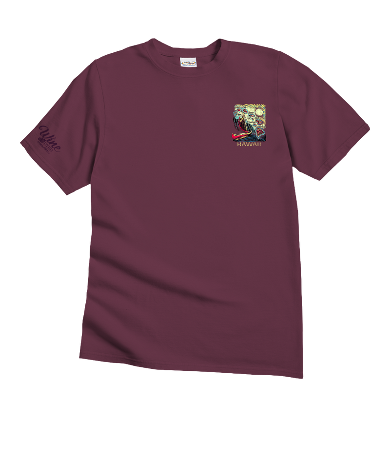 Aloha Aina Map - Wine Dyed Short Sleeve Crewneck T-Shirt