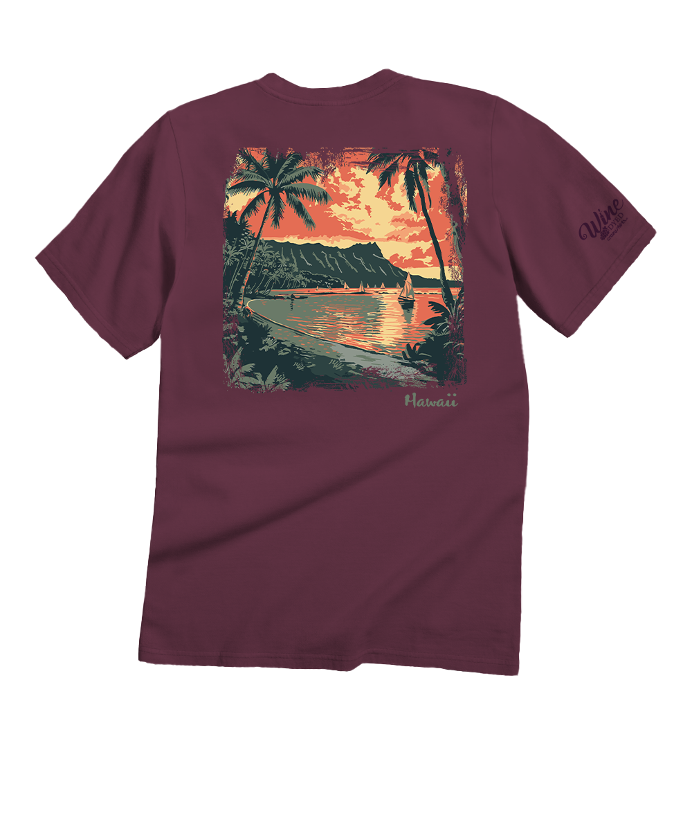 Retro Island Sunset - Wine Dyed Short Sleeve Crewneck T-Shirt
