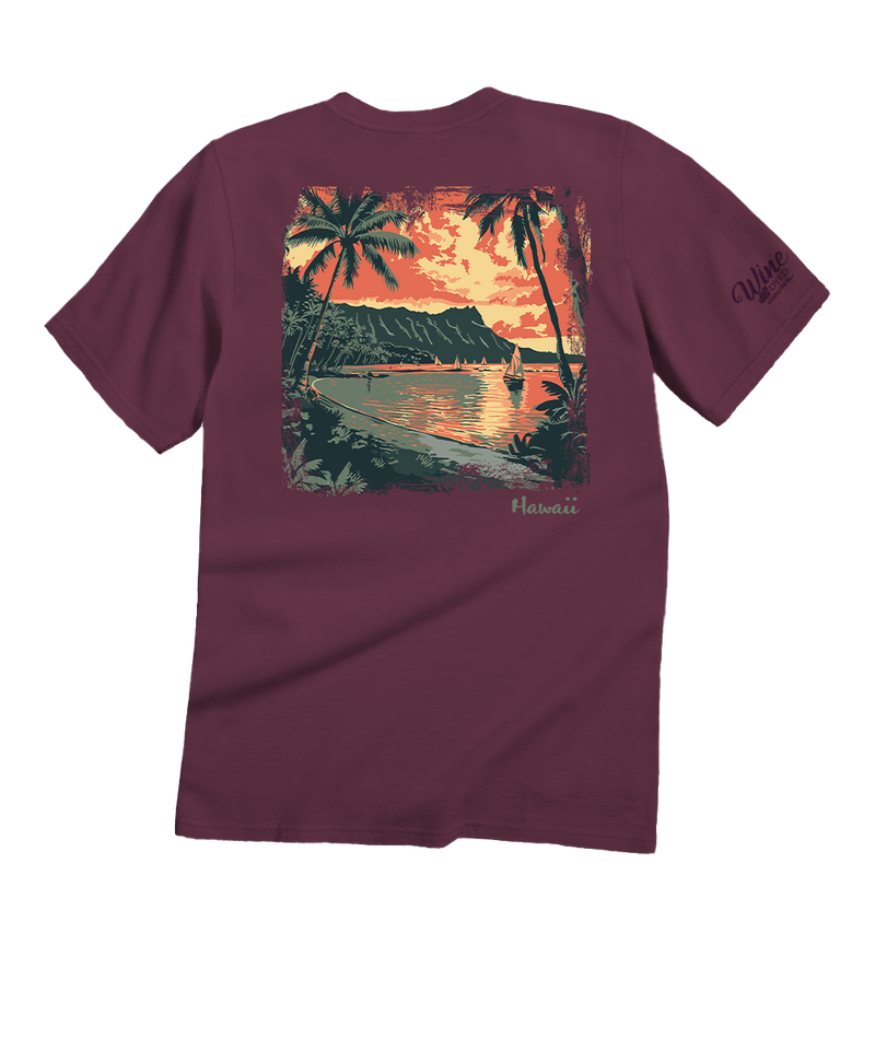 Retro Island Sunset - Wine Dyed Short Sleeve Crewneck T-Shirt