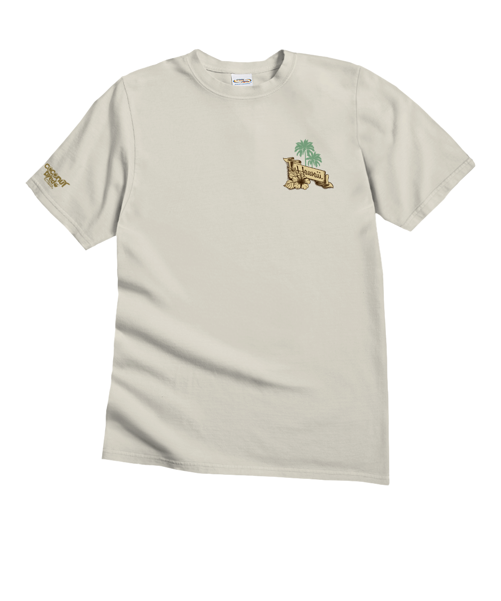 Hawaiian Islands Map - Coconut Dyed Short Sleeve Crewneck T-Shirt