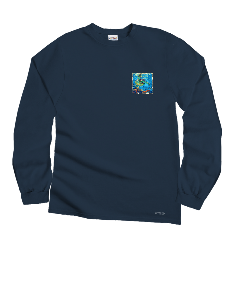 Island Reef Honu - Navy Long Sleeve Crewneck T-Shirt