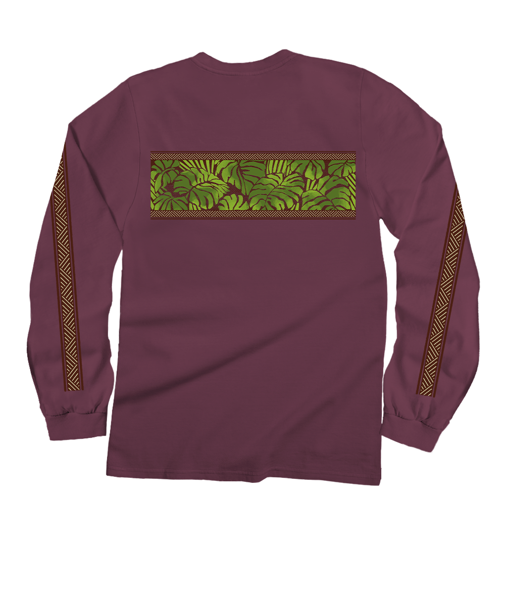 Monstera Band - Wine Dyed Long Sleeve Crewneck T-Shirt