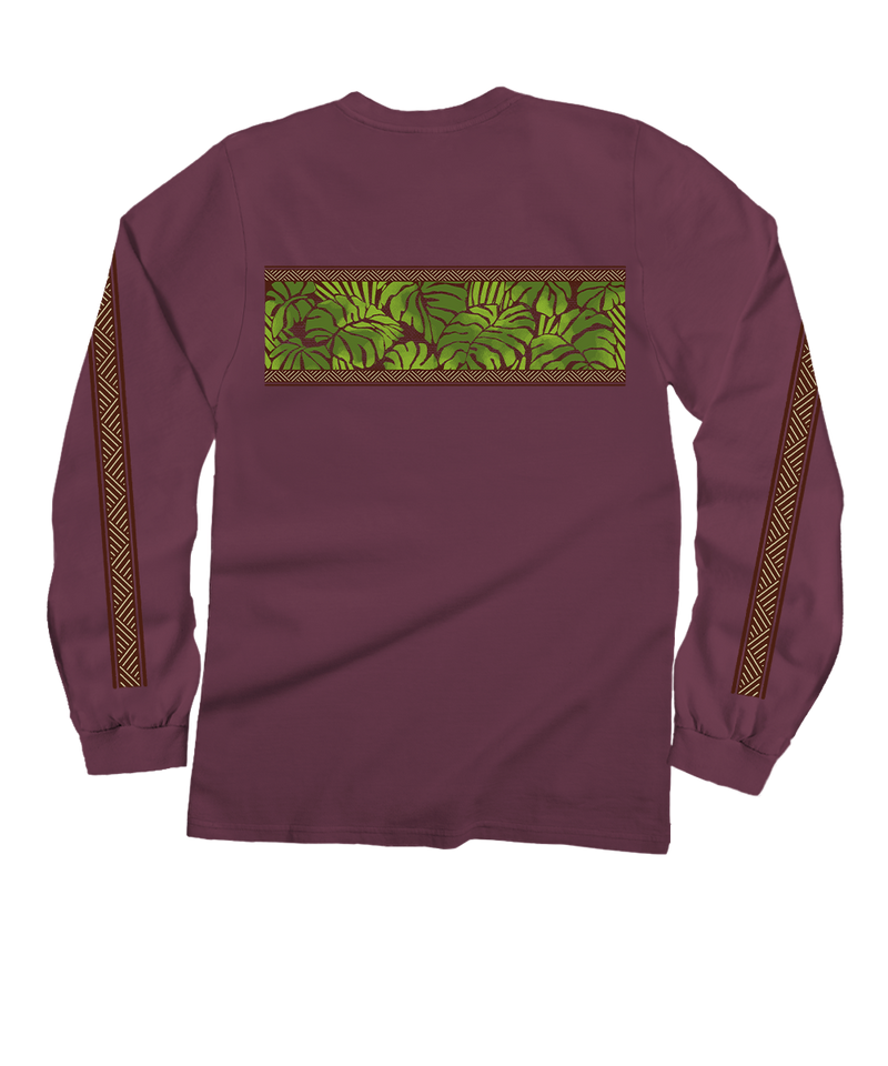 Monstera Band - Wine Dyed Long Sleeve Crewneck T-Shirt