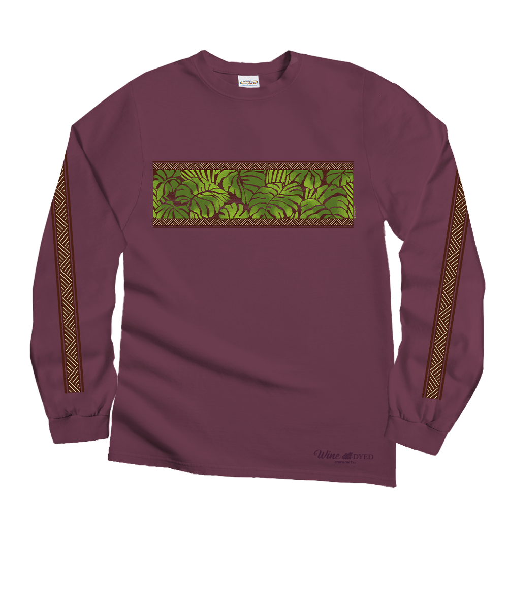 Monstera Band - Wine Dyed Long Sleeve Crewneck T-Shirt
