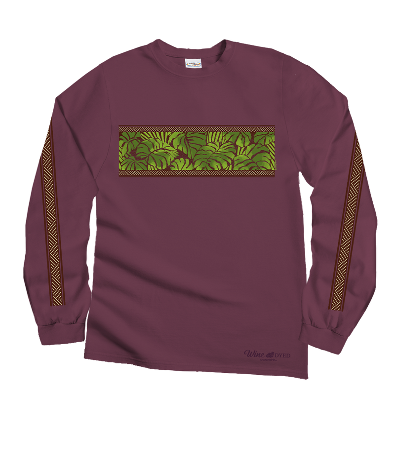 Monstera Band - Wine Dyed Long Sleeve Crewneck T-Shirt