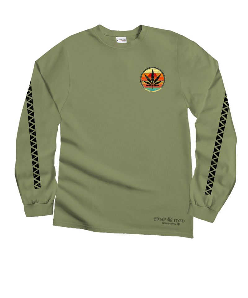 Leaf The Stress Behind - Hemp Dyed Long Sleeve Crewneck T-Shirt