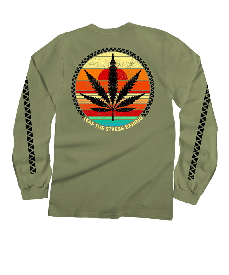 Leaf The Stress Behind - Hemp Dyed Long Sleeve Crewneck T-Shirt