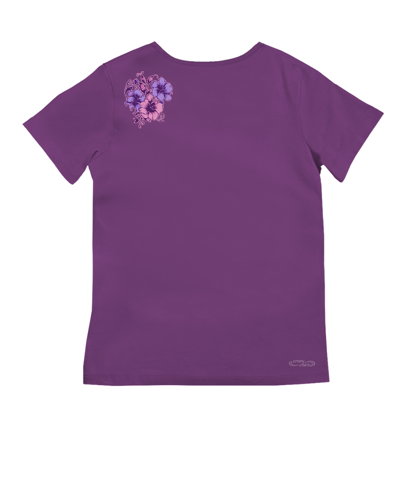 Floral Flourish - Violet Short Sleeve Pima V-Neck T-Shirt