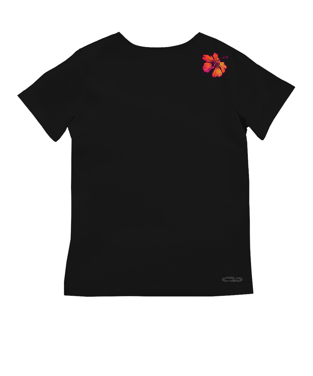 Sunset Stripe Vert - Jet Black Short Sleeve Pima V-Neck T-Shirt