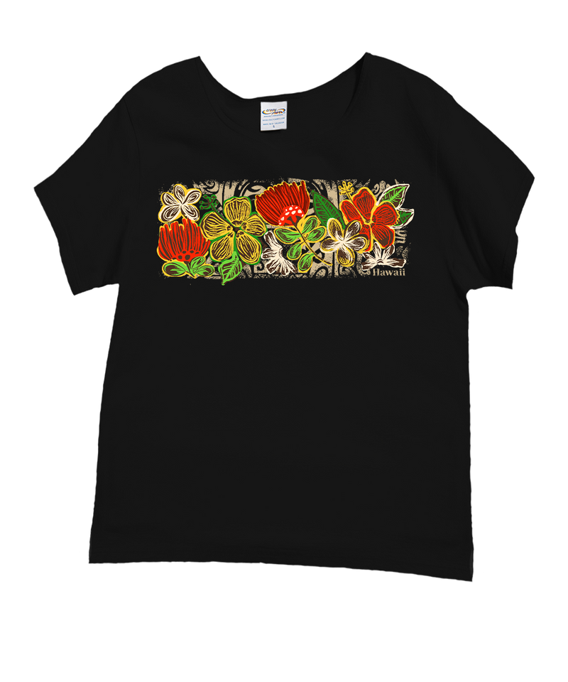 Pua Aina Band - Black Short Sleeve Scoop Neck T-Shirt