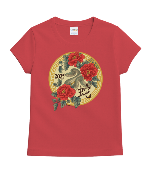 Floral Year of the Snake T-Shirt | Womens Paradise Red Dye Tee