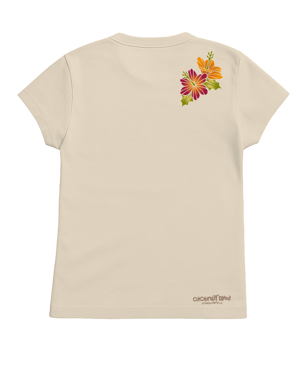 short sleeve coconut palm tshirt womens Women's White Short Sleeve T-Shirts Tropical Paradise