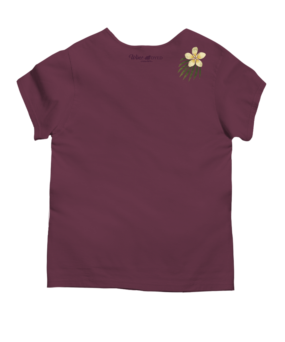 Plumeria Center - Wine Dyed Short Sleeve Scoop Neck T-Shirt