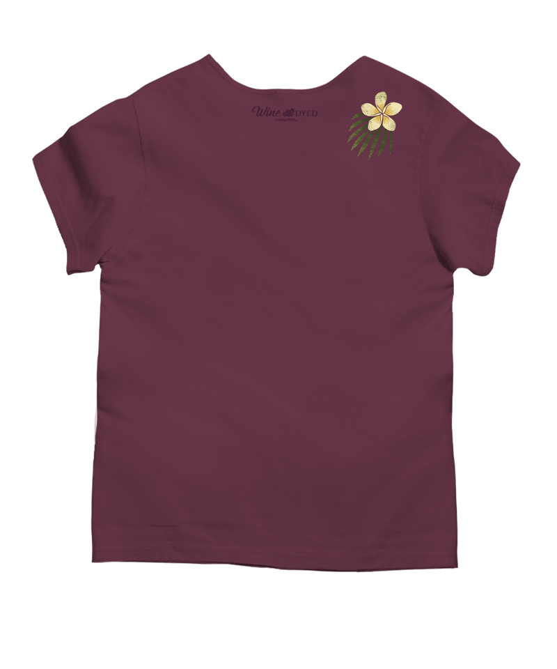 Plumeria Center - Wine Dyed Short Sleeve Scoop Neck T-Shirt