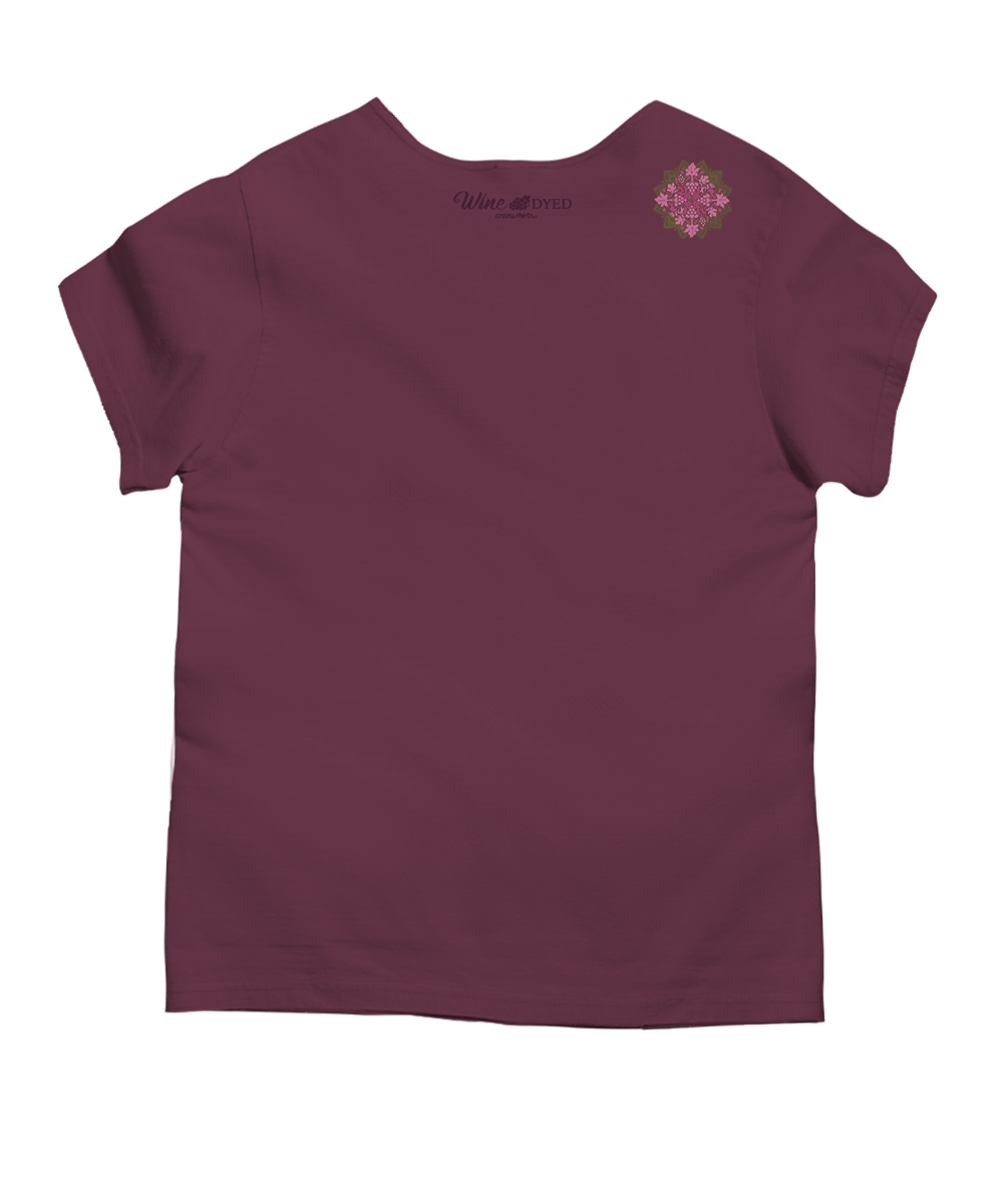 Wine Quilt - Wine Dyed Short Sleeve Scoop Neck T-Shirt