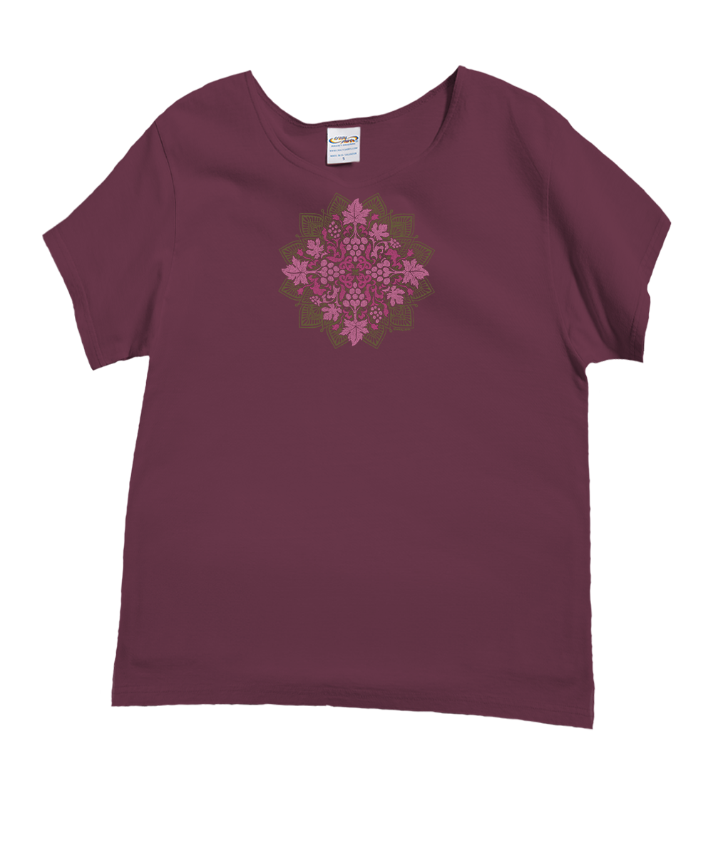 Wine Quilt - Wine Dyed Short Sleeve Scoop Neck T-Shirt
