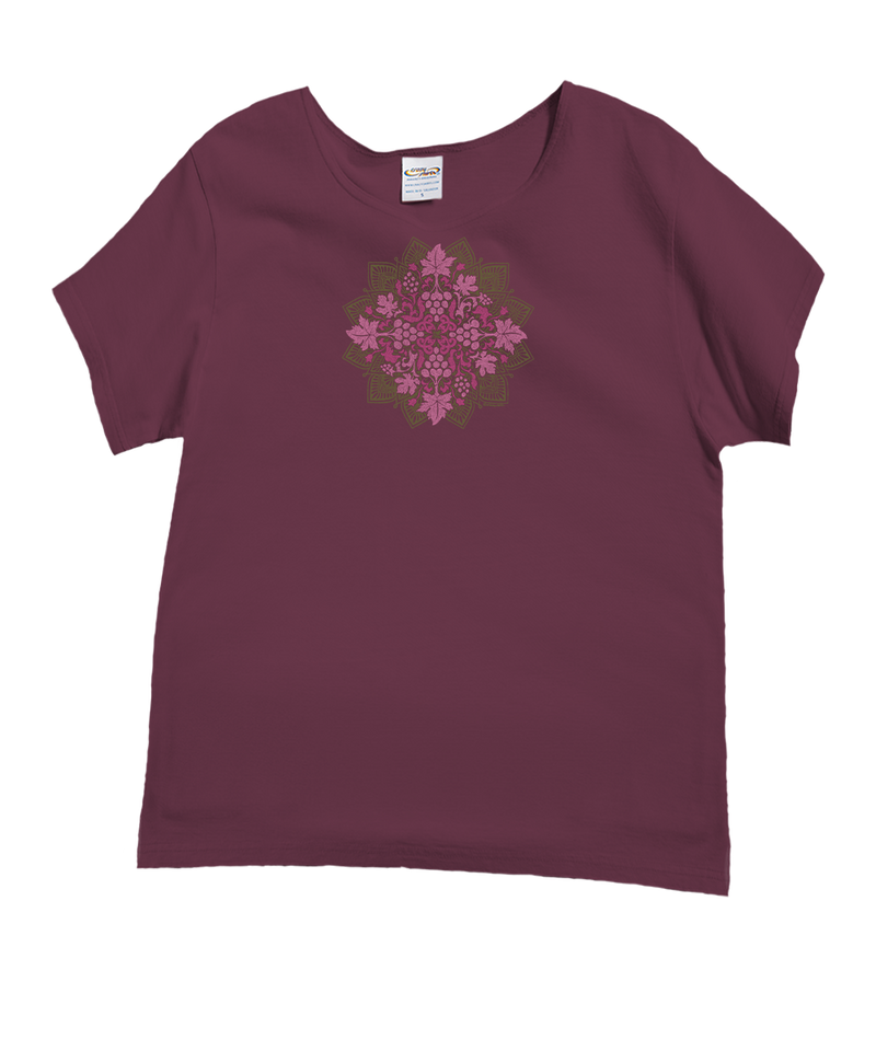 Wine Quilt - Wine Dyed Short Sleeve Scoop Neck T-Shirt