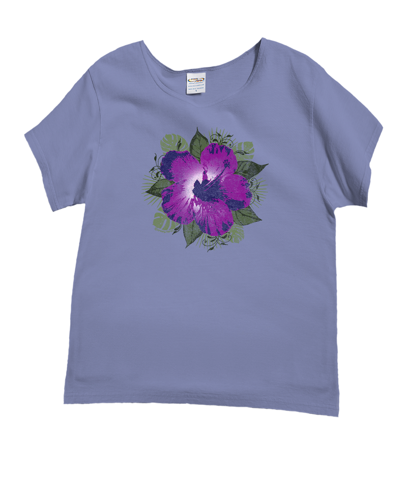 Hibiscus Solo - Lavender Dyed Short Sleeve Scoop Neck T-Shirt