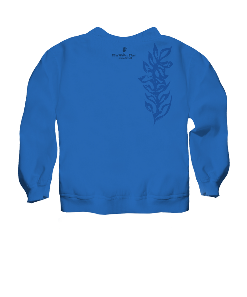 Pua Stamp - Blue Hawaii Dyed Long Sleeve Lightweight Pullover