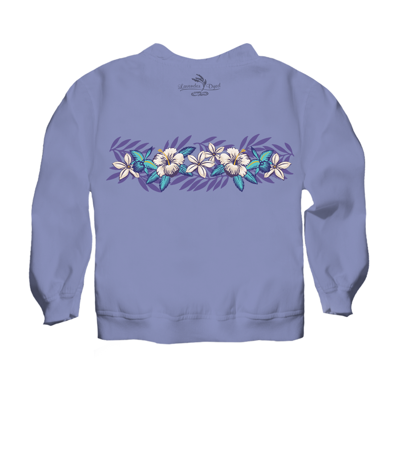 Tropical Florals - Lavender Dyed Long Sleeve Lightweight Pullover