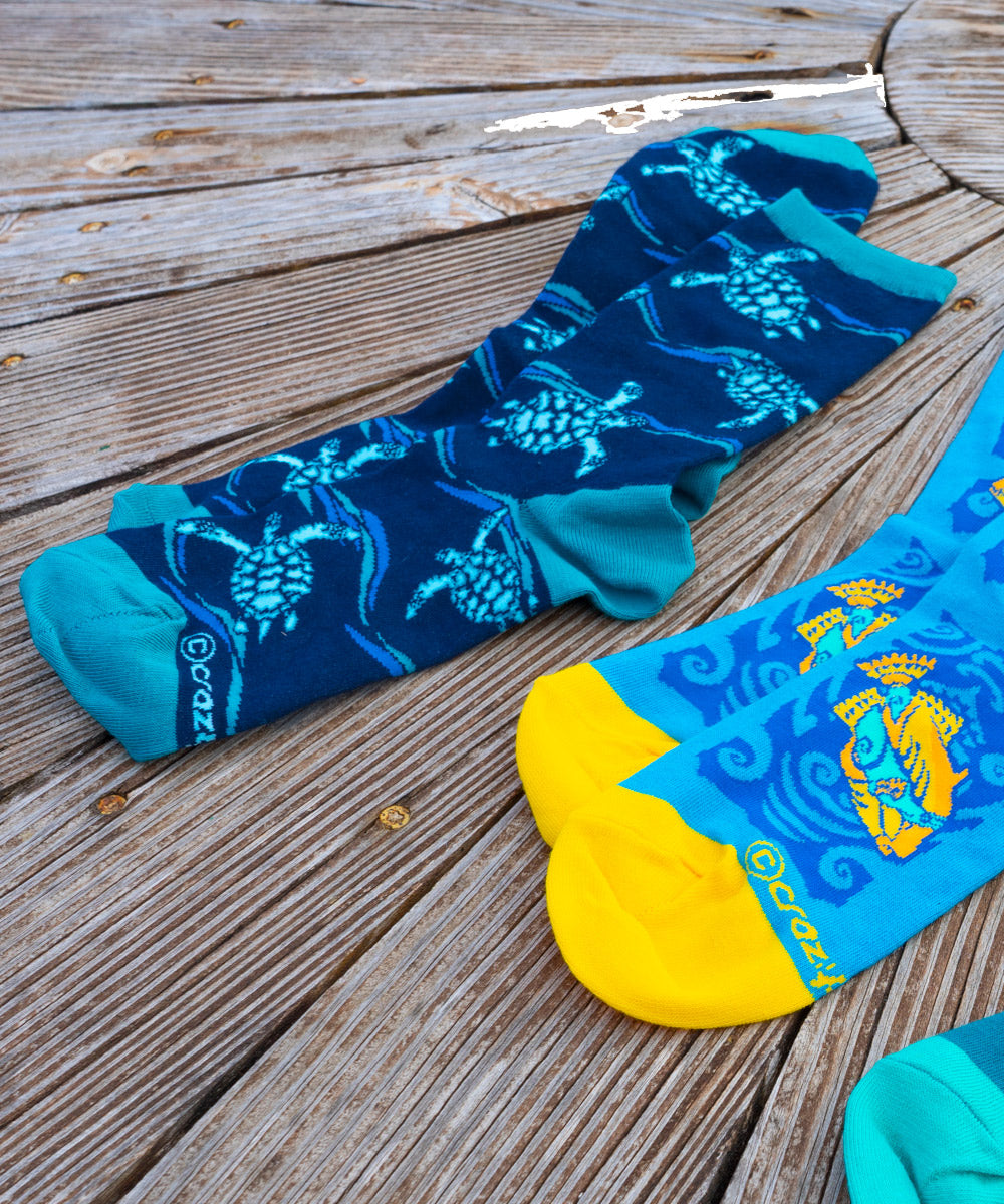 Honu Trio - Graphic Cotton Crew Socks