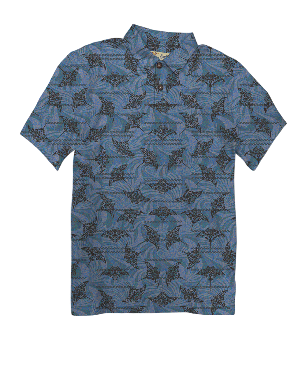Manta Current - Steele Short Sleeve Hawaiian Polo Shirt