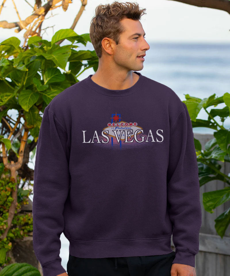 Las Vegas Sign - Blackberry Dyed Long Sleeve Sweatshirt