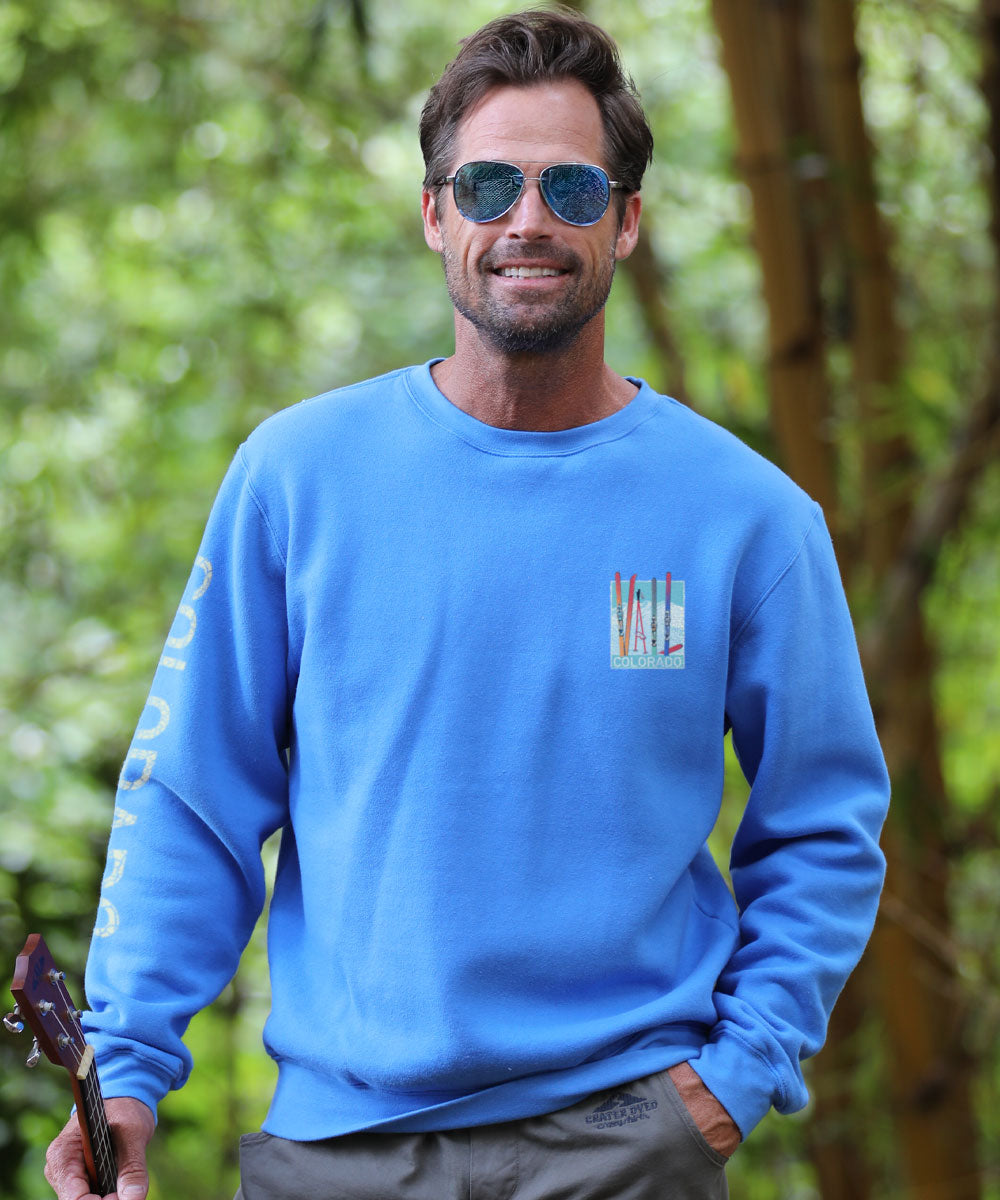 Vail Skis - Blue Hawaii Dyed Long Sleeve Sweatshirt View 3