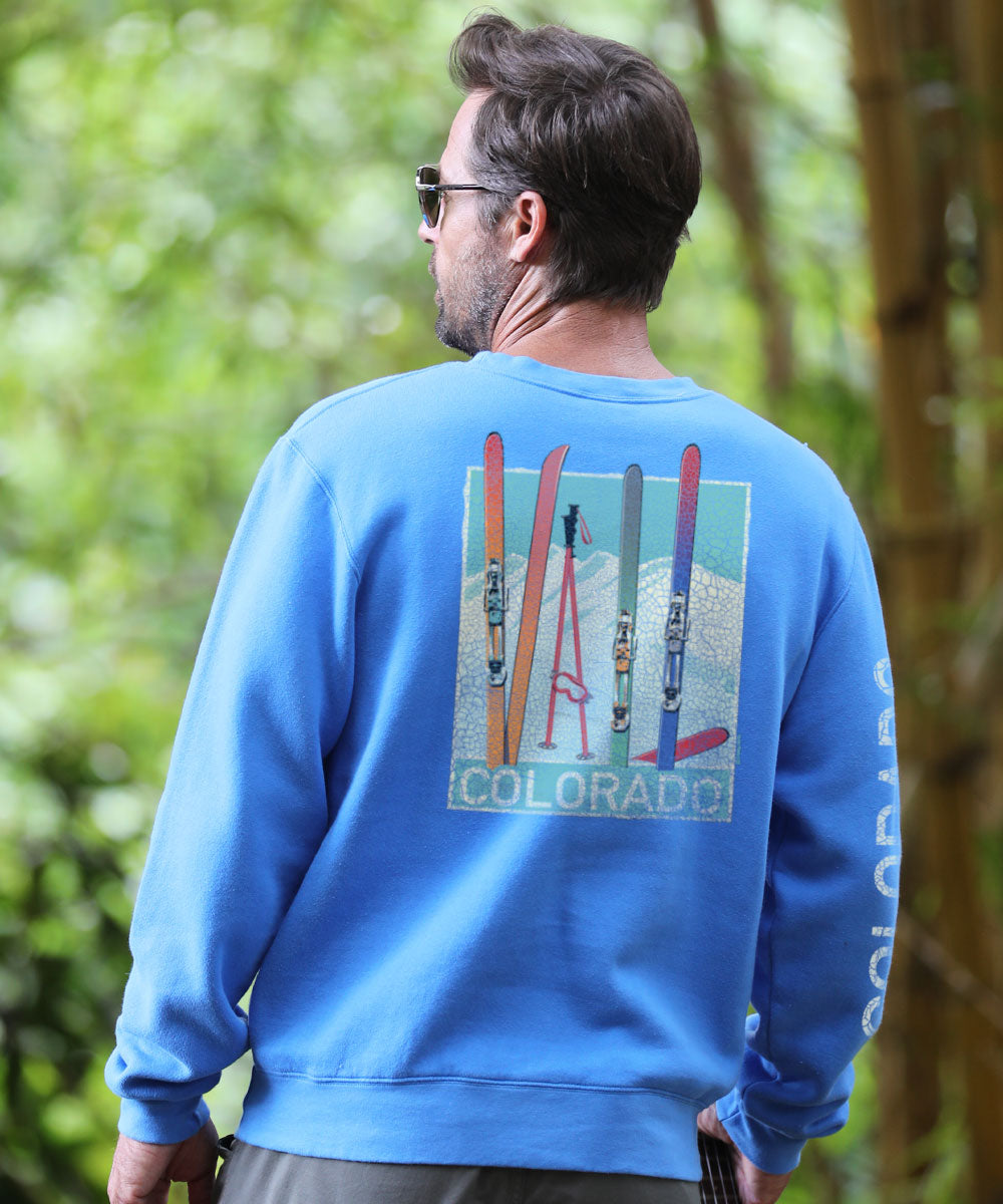 Vail Skis - Blue Hawaii Dyed Long Sleeve Sweatshirt View 2
