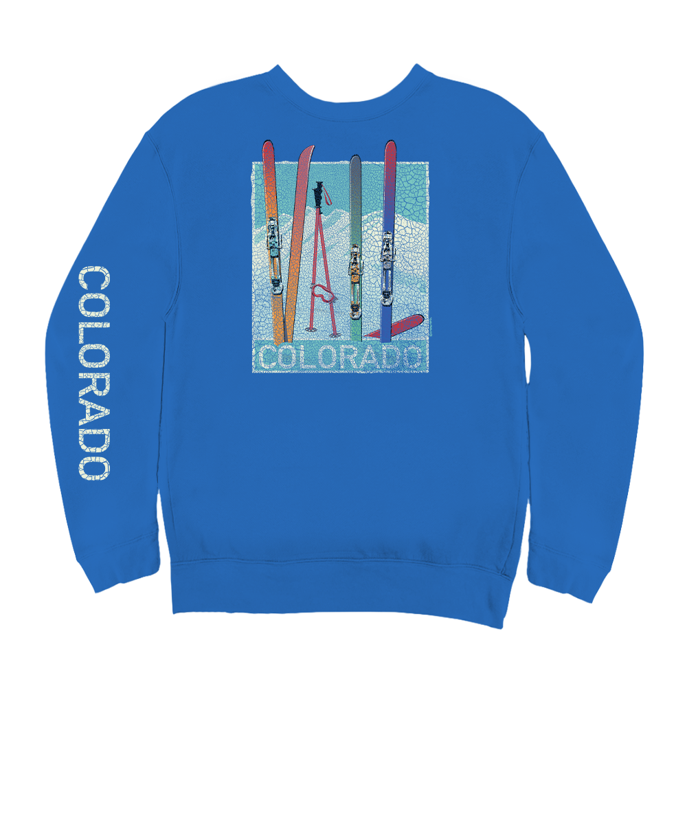 Vail Skis - Blue Hawaii Dyed Long Sleeve Sweatshirt View 1