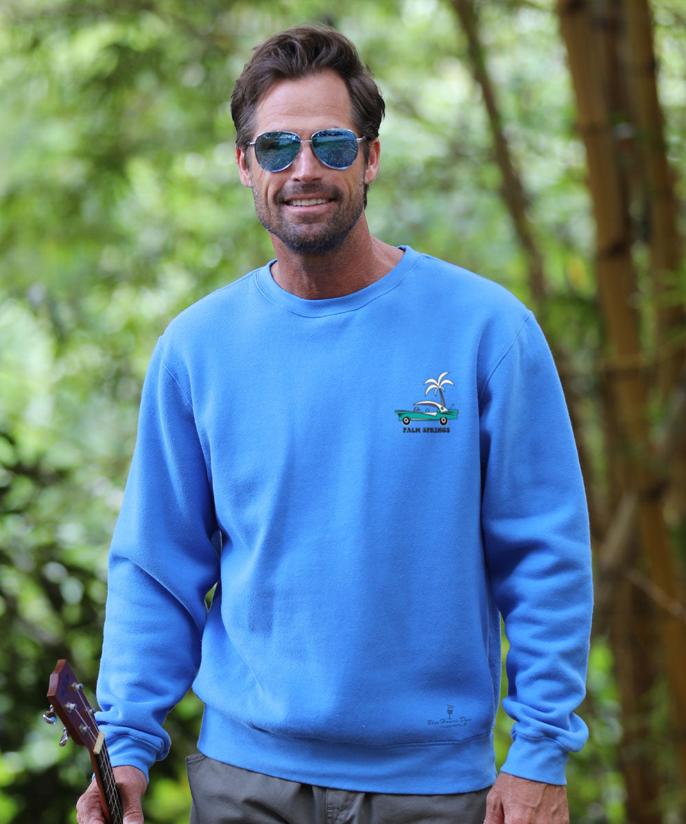 Palm Springs Style - Blue Hawaii Dyed Long Sleeve Sweatshirt View 3