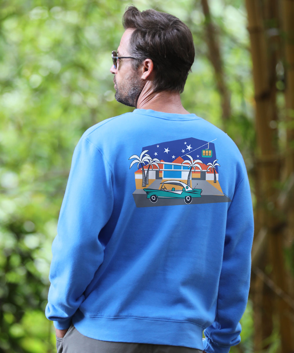 Palm Springs Style - Blue Hawaii Dyed Long Sleeve Sweatshirt View 2