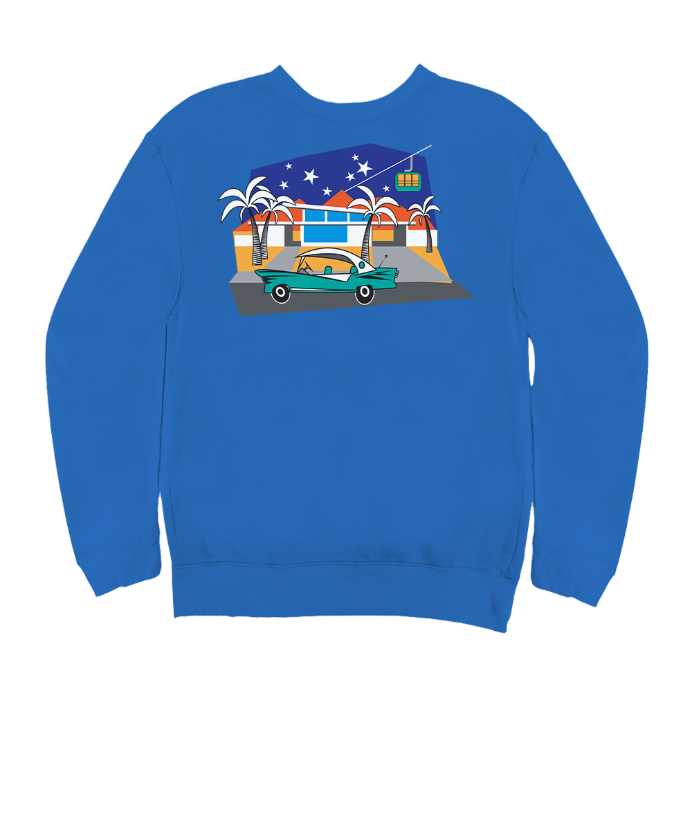 Palm Springs Style - Blue Hawaii Dyed Long Sleeve Sweatshirt View 1