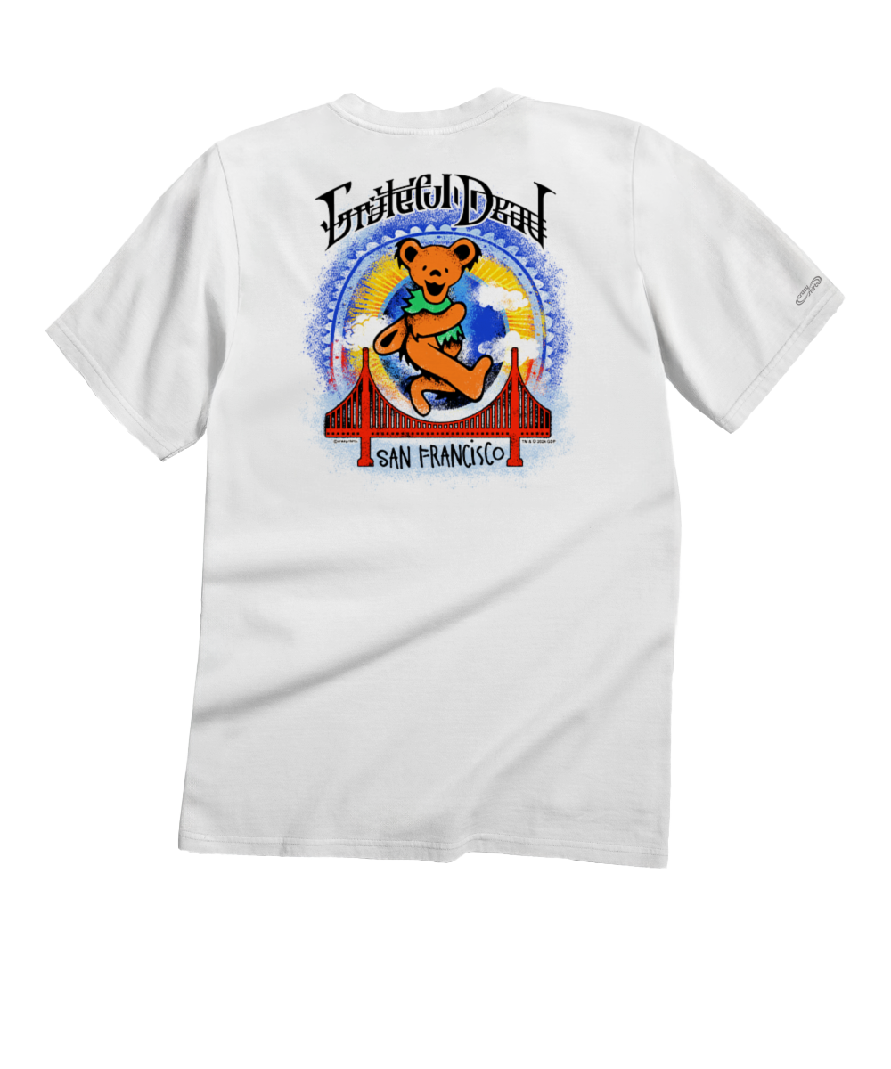 Grateful Dead Golden Gate Bear - White Short Sleeve Crewneck T-Shirt