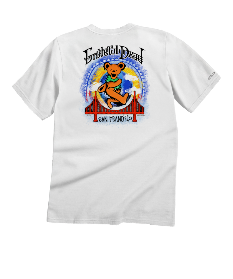Grateful Dead Golden Gate Bear - White Short Sleeve Crewneck T-Shirt