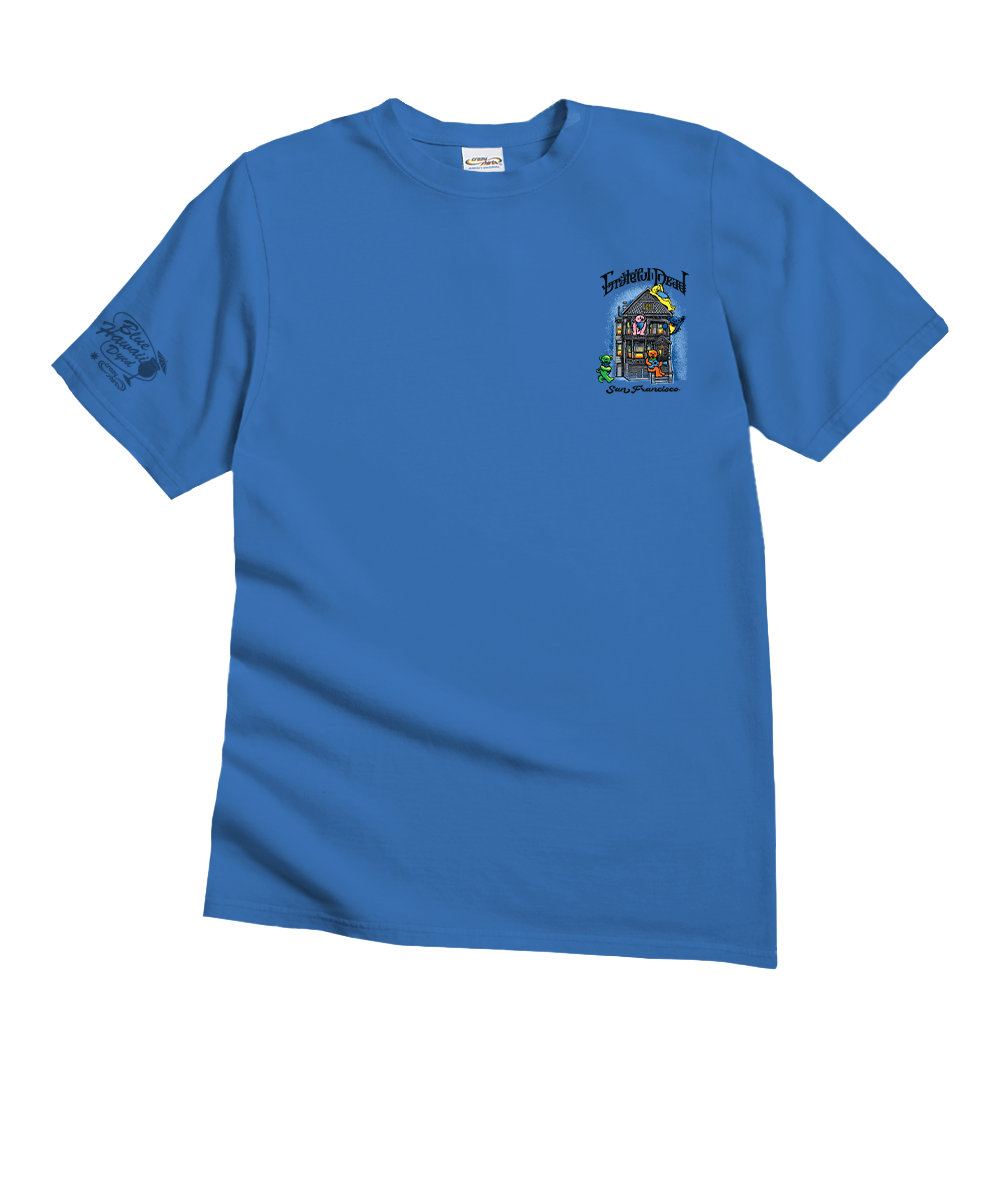 Grateful Dead Bear House - Blue Hawaii Dyed Short Sleeve Crewneck T-Shirt