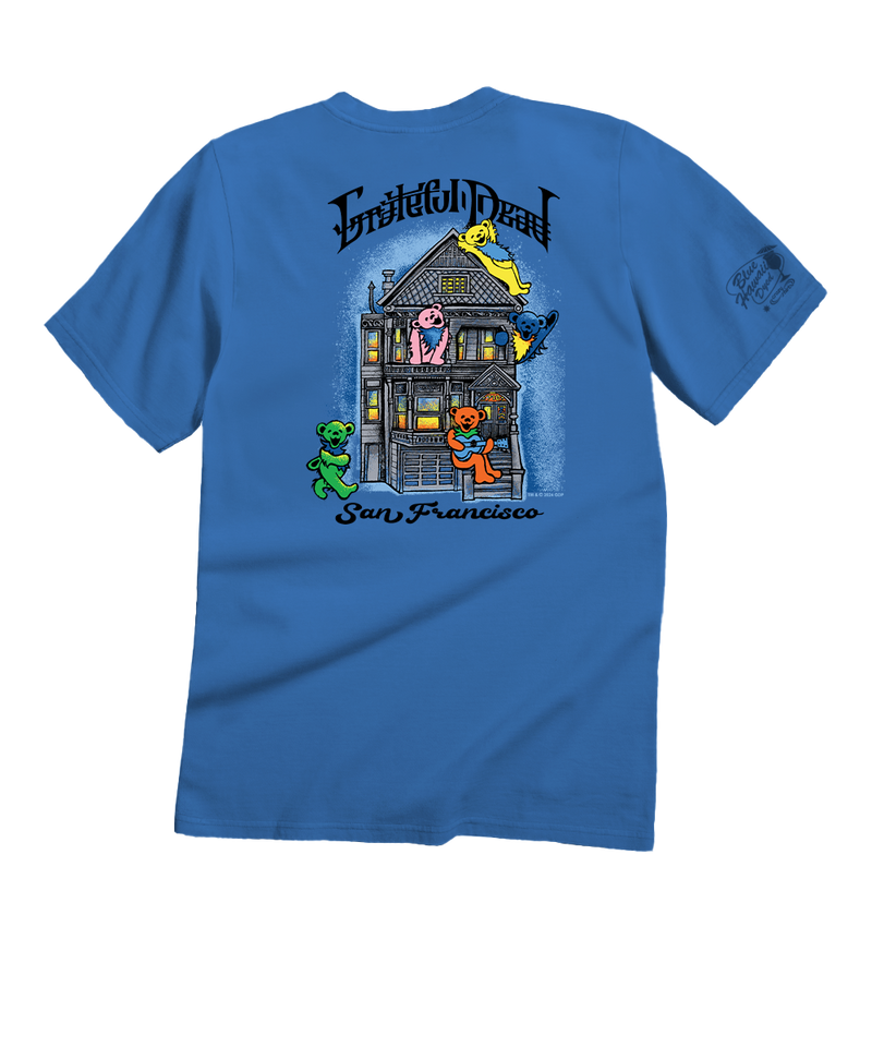 Grateful Dead Bear House - Blue Hawaii Dyed Short Sleeve Crewneck T-Shirt