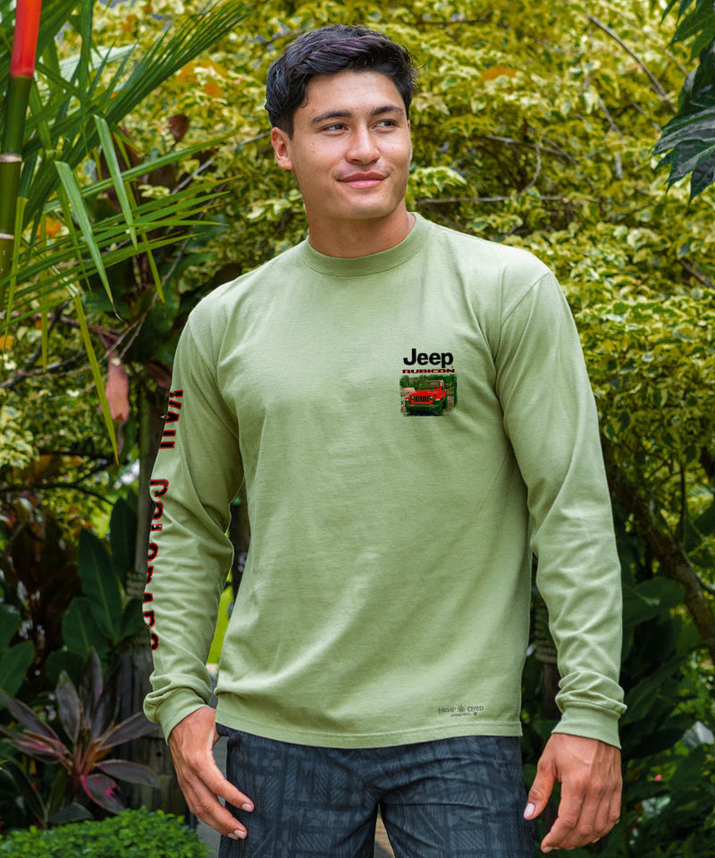 Jeep Rubicons Trail - Hemp Dyed Long Sleeve Crewneck T-Shirt