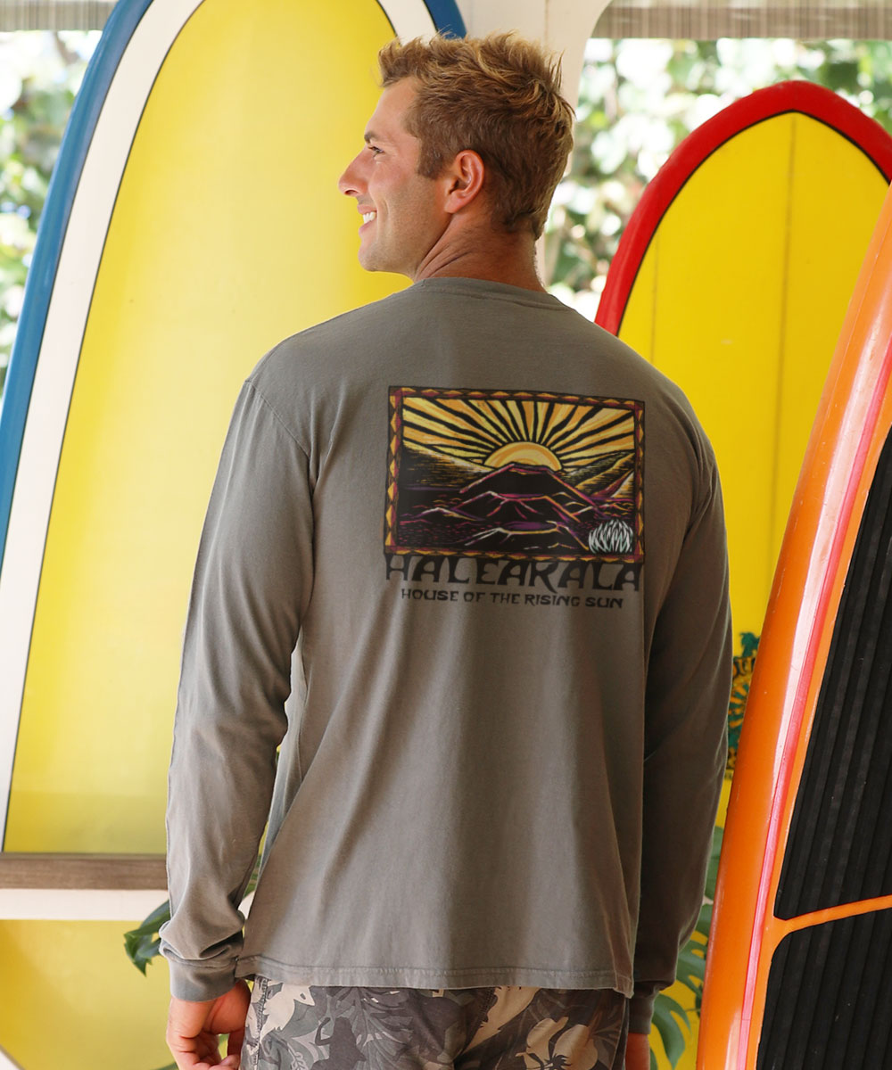 Haleakala Rising Sun - Crater Dyed® Long Sleeve Crewneck T-Shirt