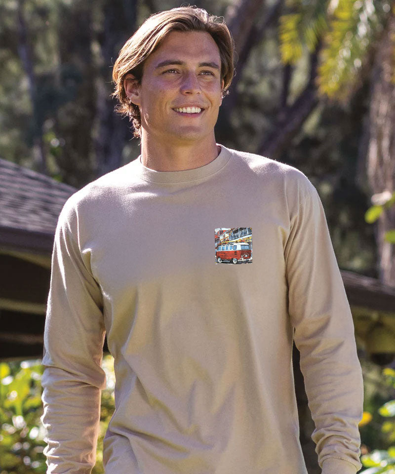 Volkswagen Van Lahaina - Kona Coffee Dyed Long Sleeve Crewneck T-Shirt