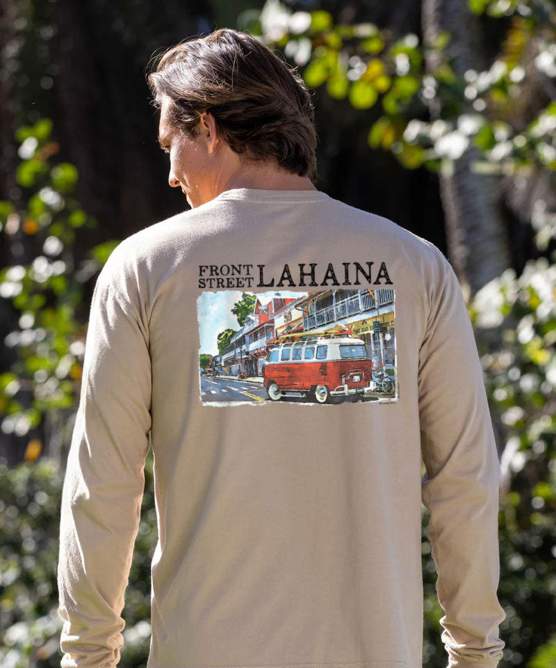 Volkswagen Van Lahaina - Kona Coffee Dyed Long Sleeve Crewneck T-Shirt