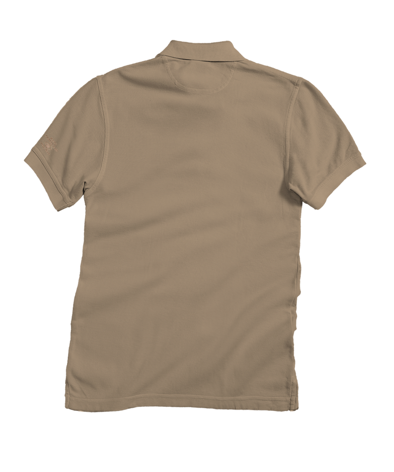 Vertical Tribal Shark - Kona Coffee Dyed Short Sleeve Oceanfront Polo Shirt
